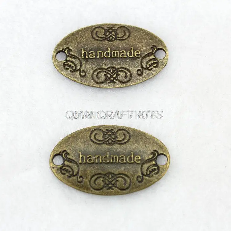 100 Charm Handmade Oval bronze Plated Victorian Pendants Beads 28*19mm label antique bronze zinc alloy pendents charm drops