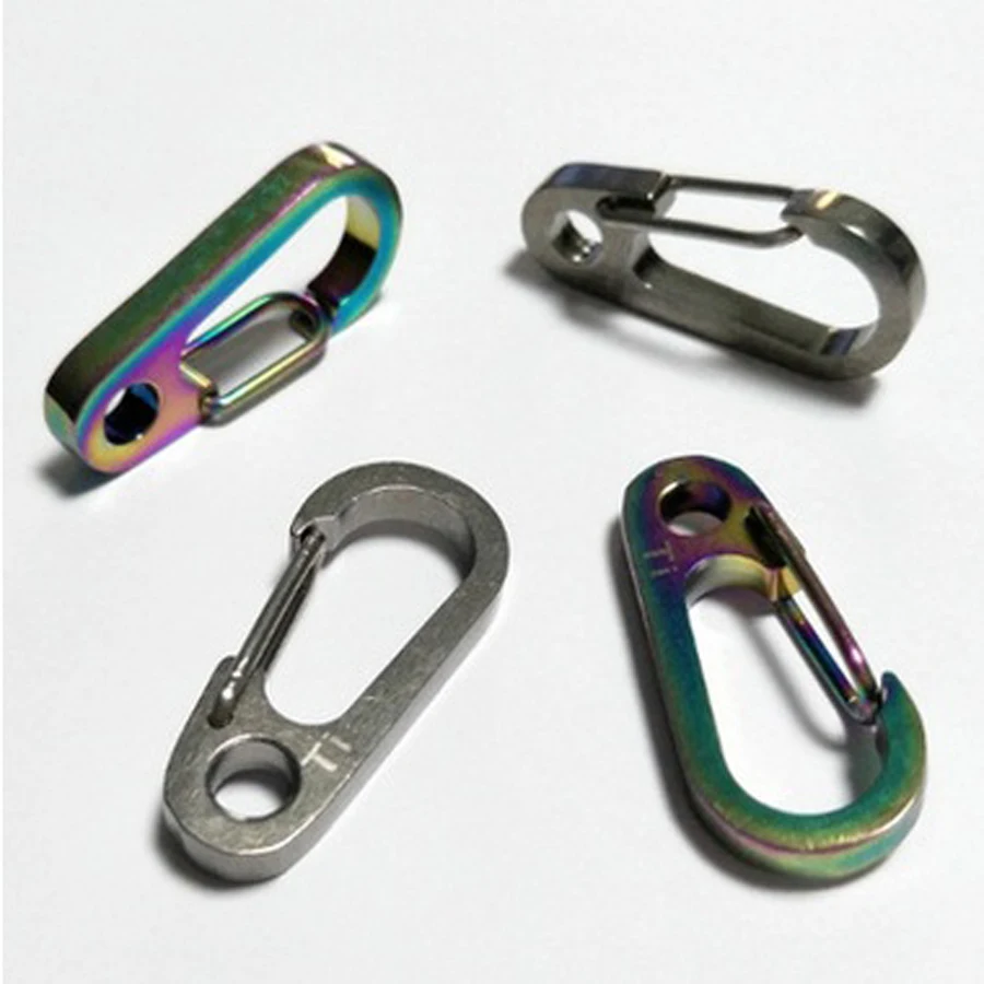 10 pcs EDC Outdoor camping hiking Tool Titanium TC4 spring buckle alloy Carabiner Snap Clip Hook keychain Quickdraw buckle J077