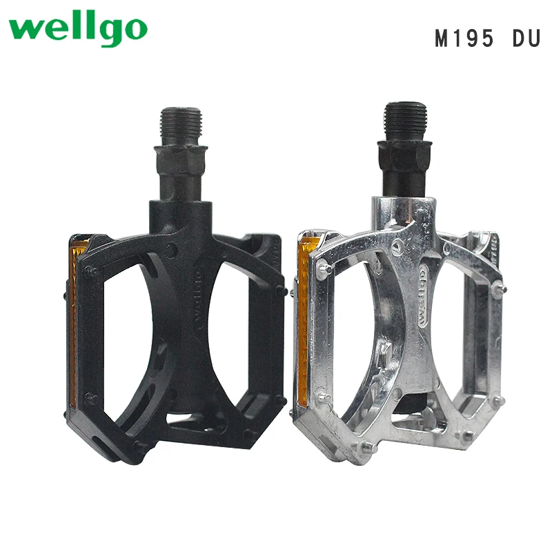 WELLGO-Aluminum Alloy Ultralight Bike Pedals, Mountain Bicycle Parts with Reflector, 2DU Bearing, M195