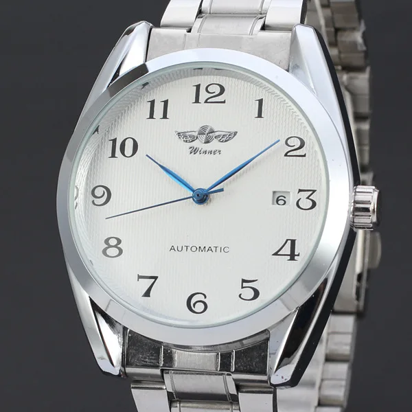 WINNER Classic Waterproof WATCHES Men Auto Date Mechanical Self-wind Watch Casual Masculino Round Stainless Steel Watch