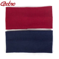 Geebro New Women Solid Knit Ribbed Headbands Soft Cotton Elastic Yoga Head Wrap Ladies Hair band Accessories AQ003