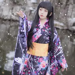 Vintage Original Traditie Silk Yukata Jurk Met Obi Japanse Stijl Vrouwen Kimono Badjas Sexy Halloween Cosplay Kostuums S-3XL