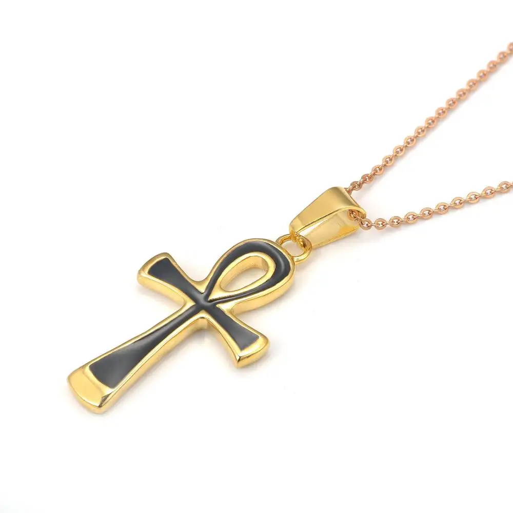 SDA Cross Pendant Trendy Necklace For Men Stainless Steel With 18K Gold Plated Accessories