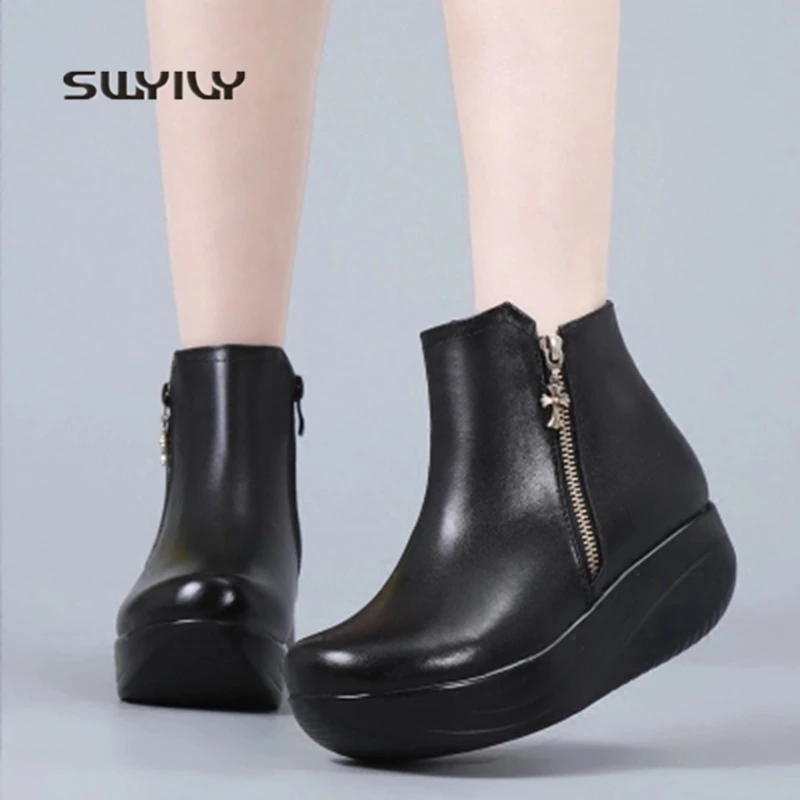 SWYIVY Women Toning Shoes Winter Warm Large Size43 Sneakers Women 2018 New Plus Velvet Height Increasing Women Swing Shoes