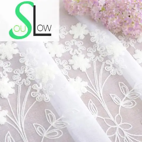 

Slow Soul White Flowers Curtain Korean Bedroom Windows Embroidered Pastoral Floral Curtains Tulle For Living Room Kitchen Sheer