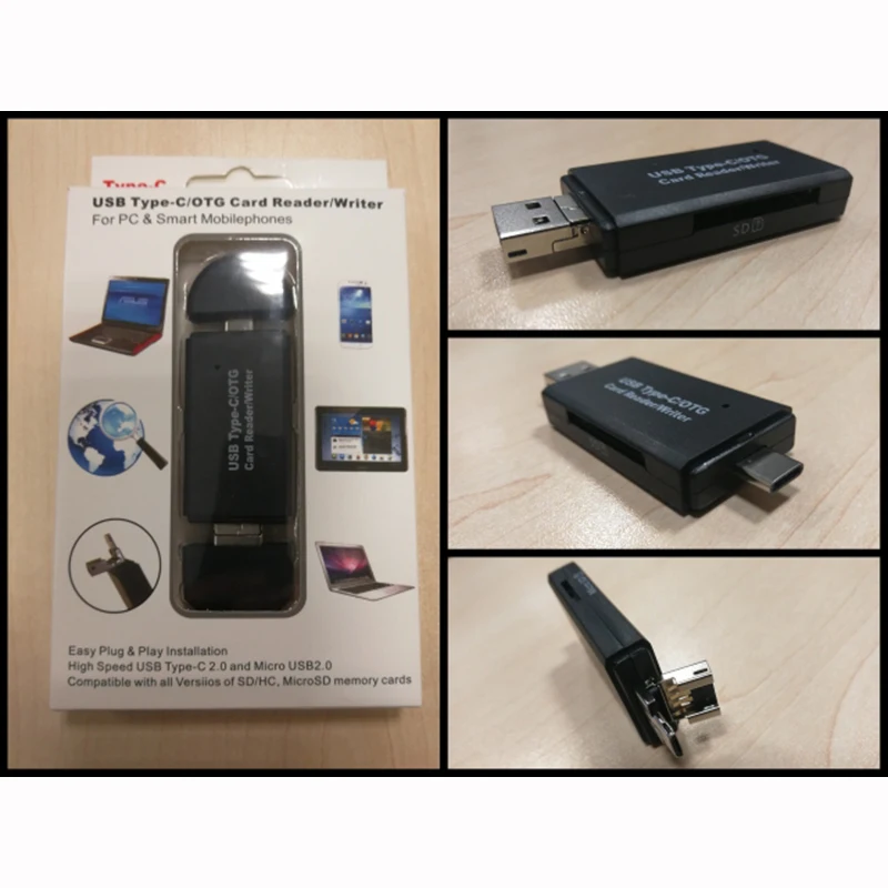 High-speed 3 In 1 OTG Card Reader Type C micro USB & USB Universal TF/SD for Android Computer
