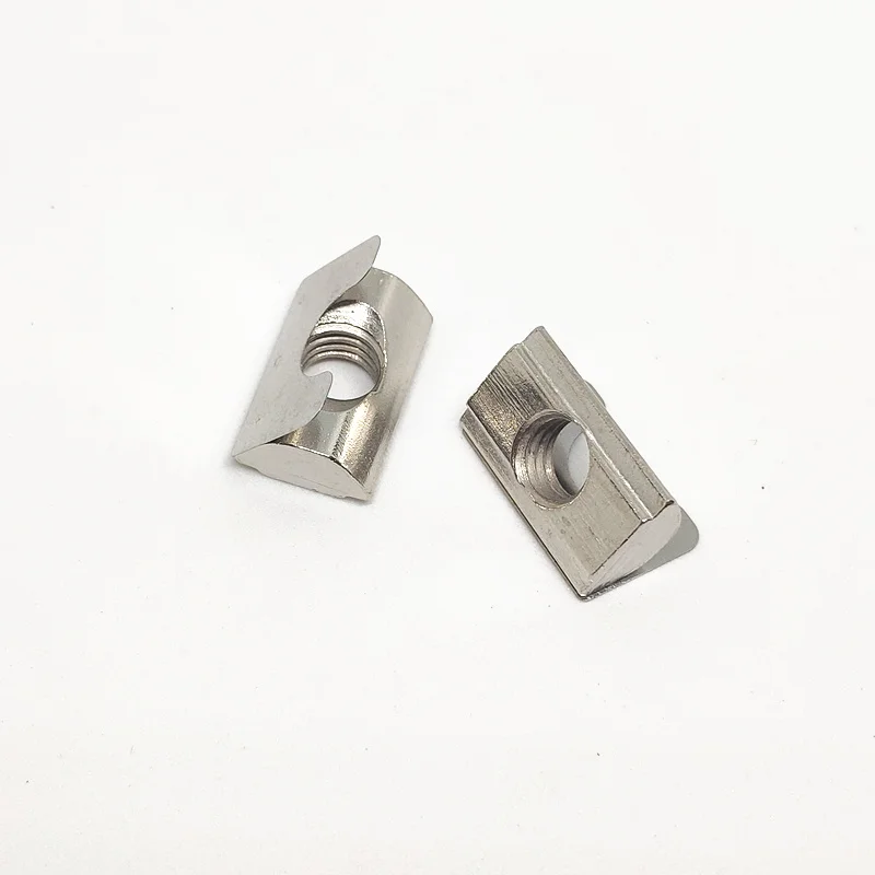 50pcs/lot 3040-M4 M5 M6 M8 Roll-in T Slot Nut T sliding Nut with Spring Leaf Elastic Nut for 30/40 serie Aluminum Profile