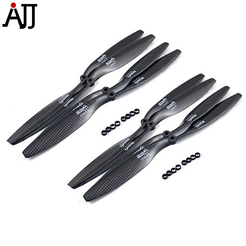 

4pairs/bag Rctimer 12x4.5'' 1245 Carbon Fiber CW CCW Propellers with hole adapter FPV Multirotor Quadcopter Props 4*Carbon-1245