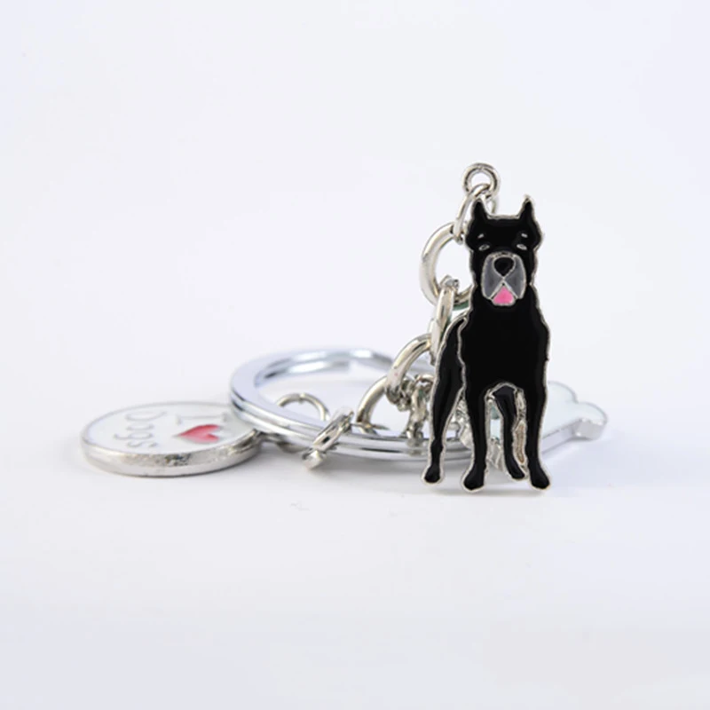 Cane Corso dog pendant key chains for men women white gold color metal alloy bag charm car keychain key ring holder keyring