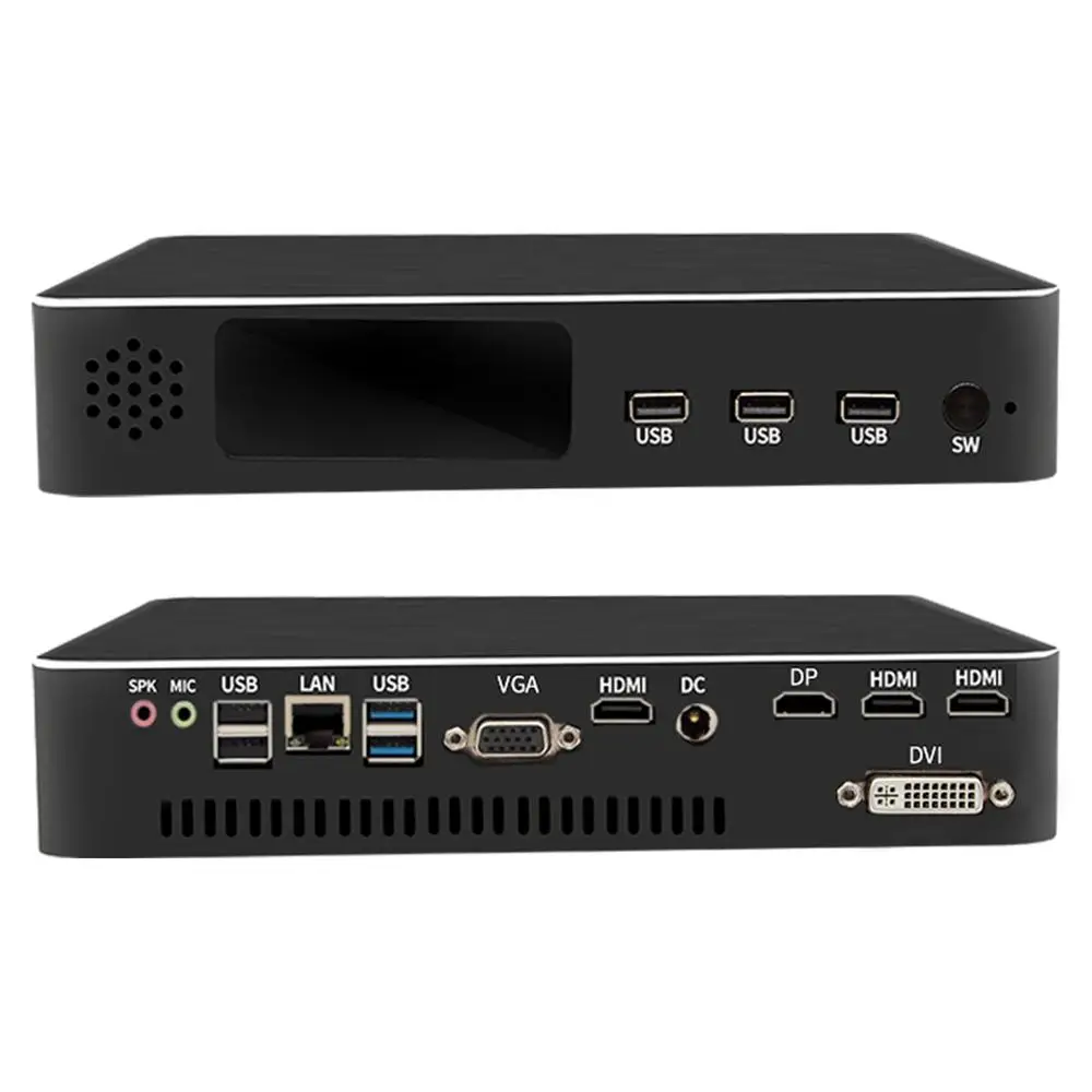 Multi display Gewidmet Mini PC mit Fan Intel Quad Core E3-1231V3 bis zu 38GHz 8MB plus 2 * HDMI DP DVI Mini Desktop-Computer