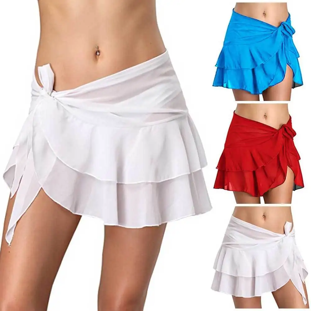 Jupe portefeuille courte en mousseline de soie, Cover-Up pour Bikini, vêtements de plage pour femmes, nouvelle collection été 2021