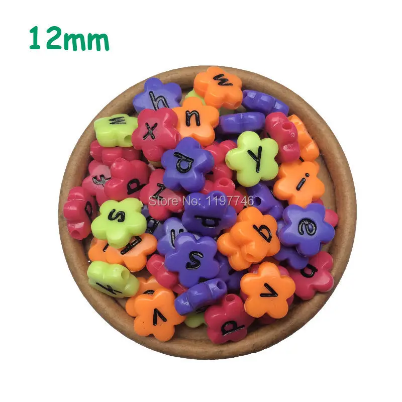 Letter Beads for Jewelry Making 1000pcs 12mm Mix A-Z Flower Shape Letters Alphabet Bead with Hole DIY Acrylic Beads Accessories