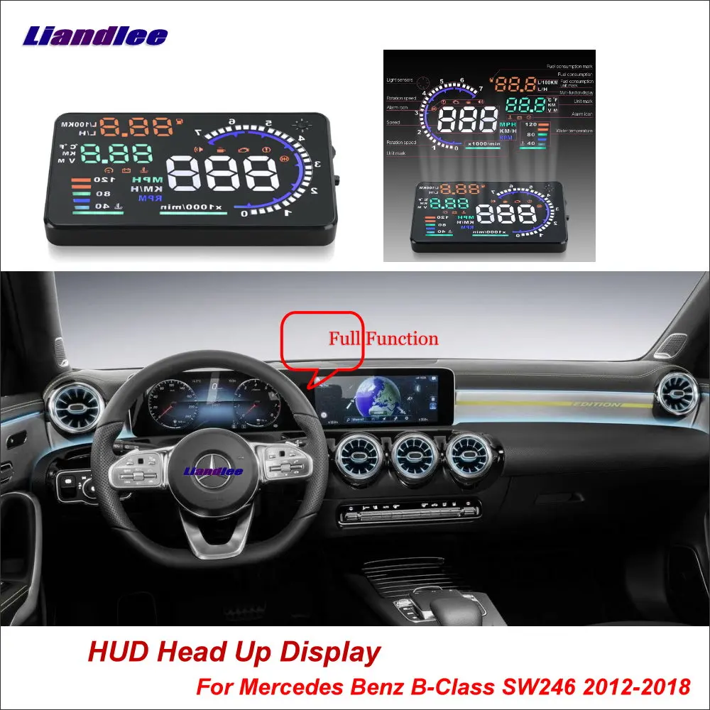 Liandlee Car HUD Head Up Display For Mercedes Benz B-Class SW246 2012-2018 Safe Driving Screen OBD Projector Windshield