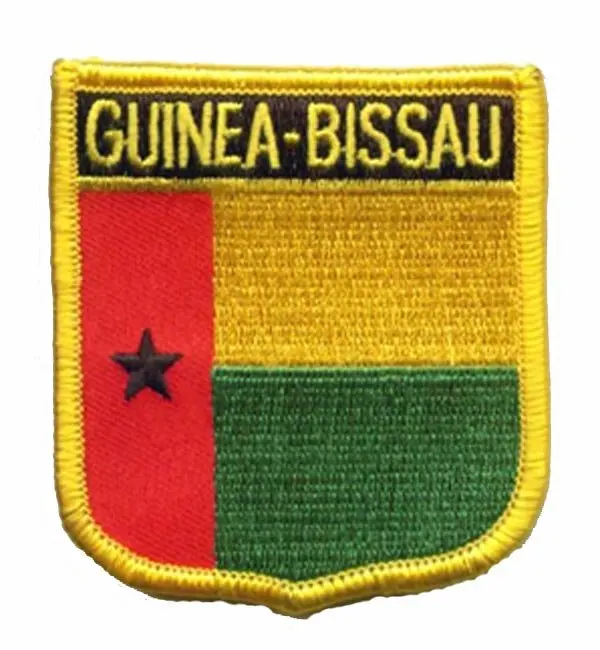 

Guinea-Bissau Flag Patches Made by Twill with Merrow Border and Iron On Backing 100pcs/bag Accept Custom MOQ50pcs free shipping