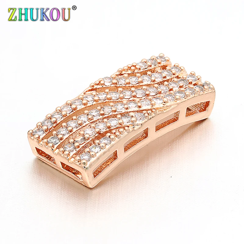 9*21mm Brass Cubic Zirconia Beads DIY Jewelry Bracelet Necklace Making, Model: VZ136