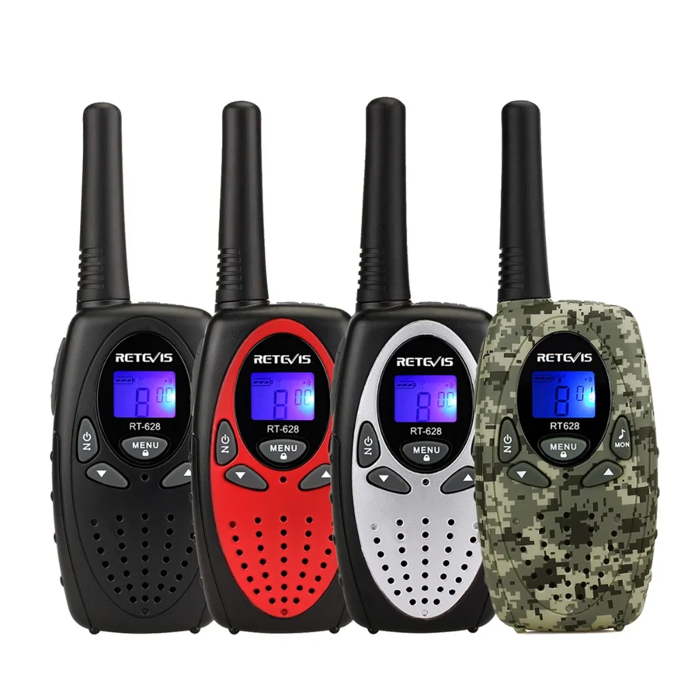 4 Colors Retevis RT628 Mini Walkie-Talkie 2pcs For Kids+2pcs 1Pin Headset 0.5W PMR  Children\'s Two Way Radio Christmas Gif Set