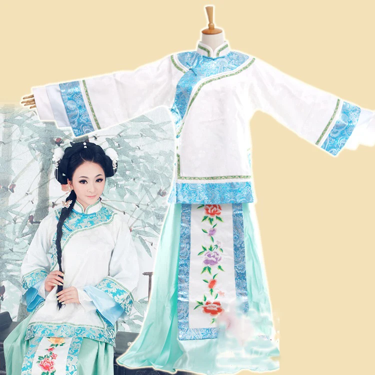 Fu Xiang Sai Republican Period Xiuhefu Blue Embroidery Miss Hanfu Costume Bridesmaid Thematic Photography Hanfu