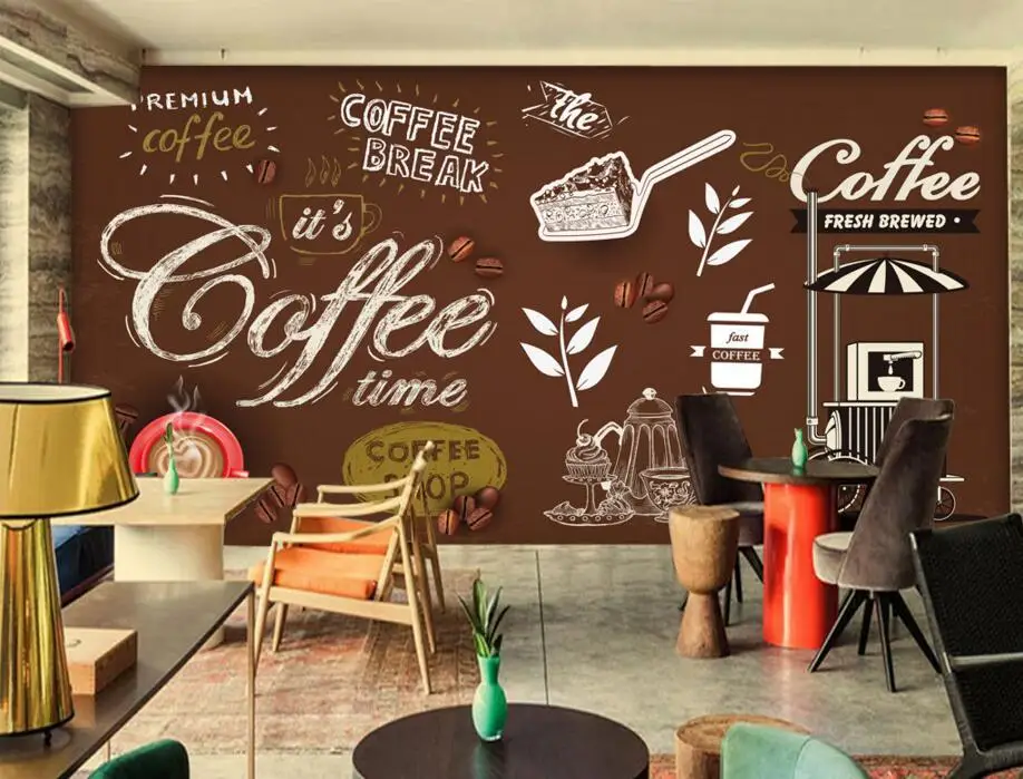 Custom retro wallpaper,Retro nostalgia coffee,3D stereoscopic murals for cafe restaurant hotel background wall PVC wallpaper