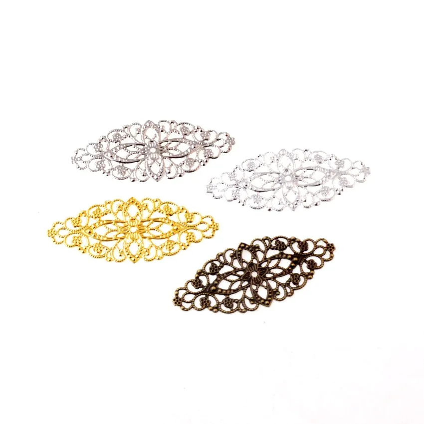 

Free Shipping 25pcs Filigree Flower Wraps Connectors Metal Crafts Gift Decoration DIY Findings 60x26mm