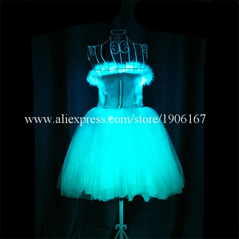 Colorful Led Luminous Party Evening Dress Programmable RGB Led Light Up Stage Performance Clothes Led Dance Ballet Skirt Wears