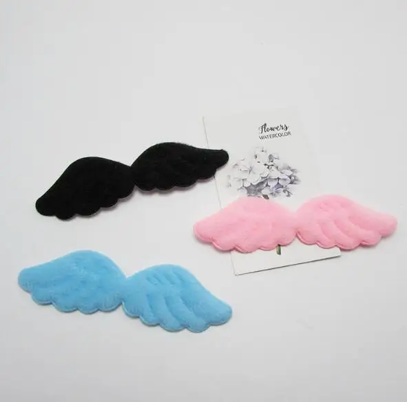 40pcs/lot 10.5x3.5cm Mixed Padded Furry Felt Angel wing Shape Appliques For Kid DIY Patch And Baby Headwere Accessories