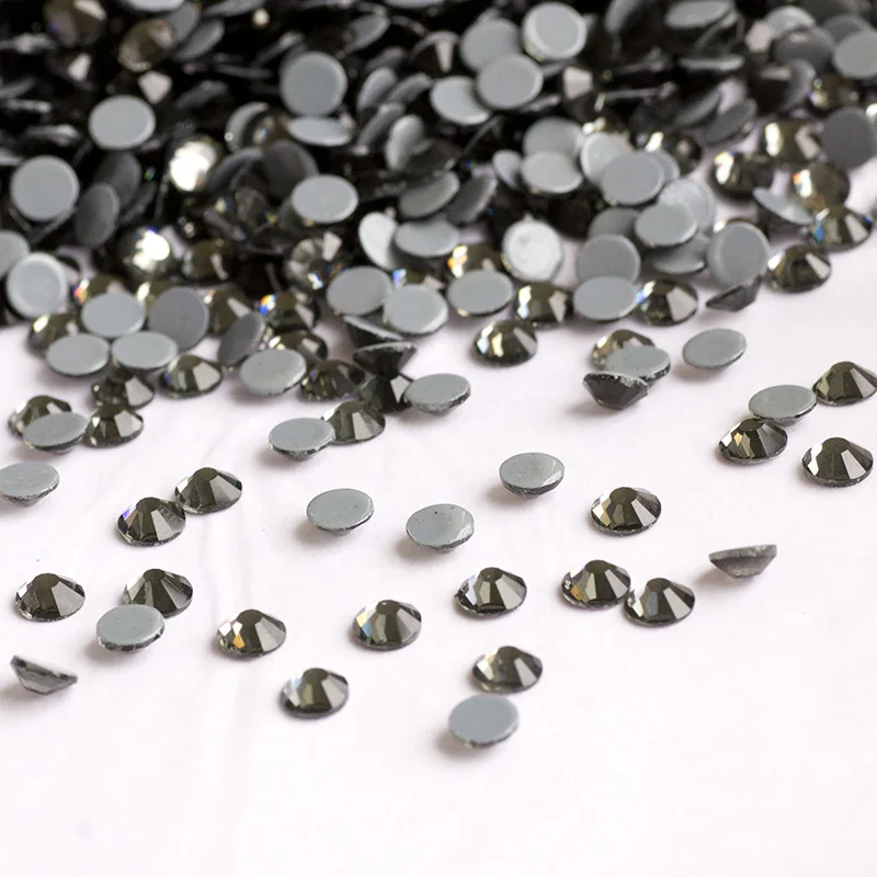 YANRUO 2058HF SS4-SS30 Black Diamond Iron On Hotfix Crystal Stones Flat Back Strass Rhinestone For Jewelry Making