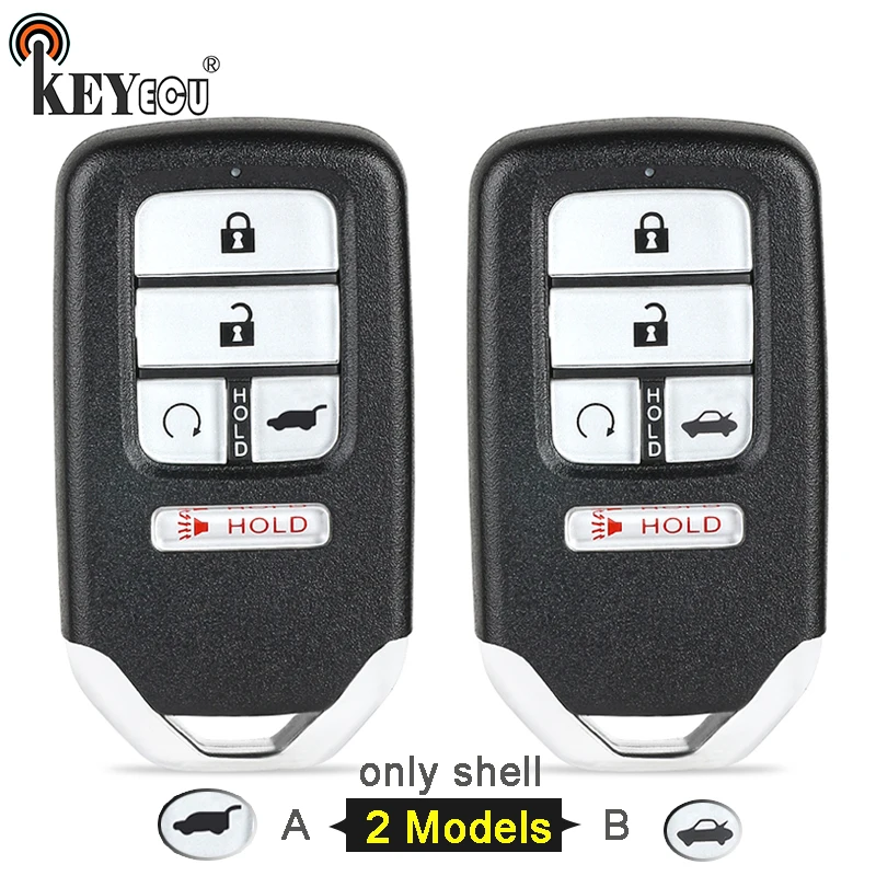 

KEYECU for Honda Civic Pilot 2016 2017 2018 2019 2020 Replacement 4 Button Remote Car Key Shell Case Fob With Insert Uncut Blade