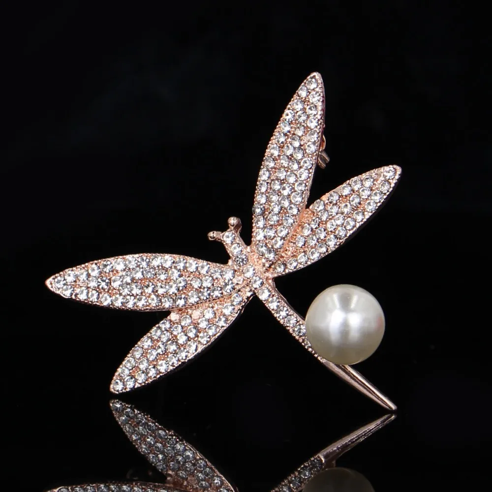 DIEZI-دبابيس على شكل زهرة اليعسوب للنساء ، دبابيس فاخرة من الكريستال الذهبي ، نمط أوراق اليعسوب ، للزفاف والحفلات ، بروش لباقة الزفاف ، أحجار الراين #4