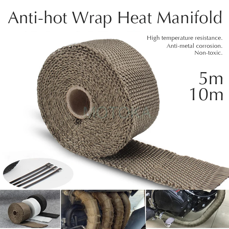 

Universal Motorcycle Exhaust Pipe System Anti-hot Wrap Heat Manifold Insulation Cloth Roll For 51mm Mufflers Front Bend Pipe