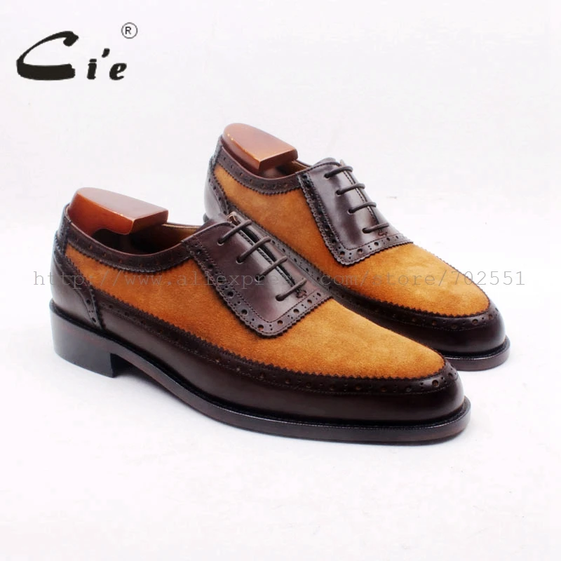 cie Custom Handmade Round Toe Brown Suede Matching Genuine Calf LeatherDark Brown Men\'s Oxford Shoe  No.OX712 adhesive craft