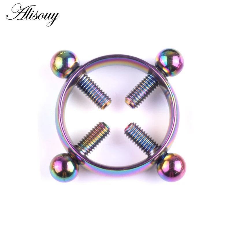 Alisouy 1PC 316L Surgical Stainless Steel Round Non-Piercing Nipple Ring Shield Nickel-free Fake Body Piercing Jewelry