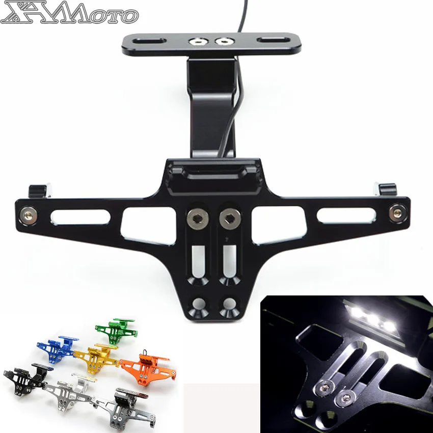 

New Motorcycle Adjustable Angle Aluminum License Number Plate Frame Holder Bracket Universal For Honda Yamaha