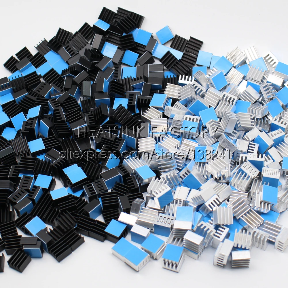 Dissipador de calor fábrica 50 peças de alumínio 8.8x8.8x5mm chip radiador cooler com fita adesiva dupla face térmica para ic, impressora 3d a4988