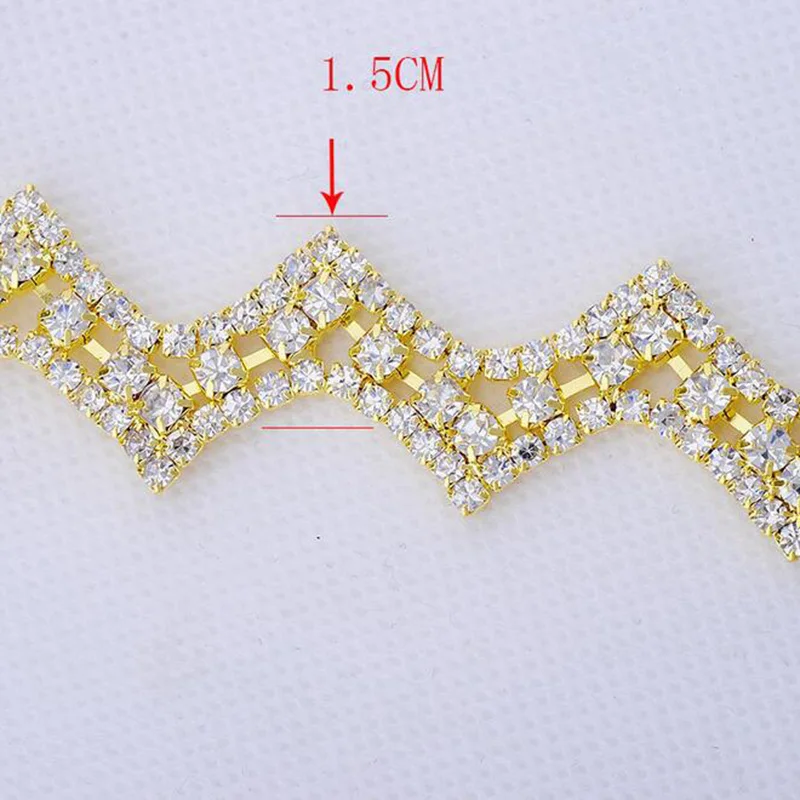 10Yards Gold Tone Chain Glass Rhinestone And Brass Trim Wedding Decoration DIY Craft For Sewing Decor