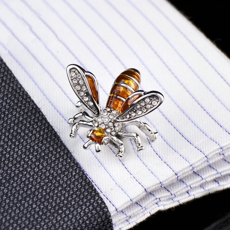 Jewelry shirt cufflinks for mens Brand Crystal Cuff link Wholesale Luxury Button Male High Quality Animal Bee Free Shipping