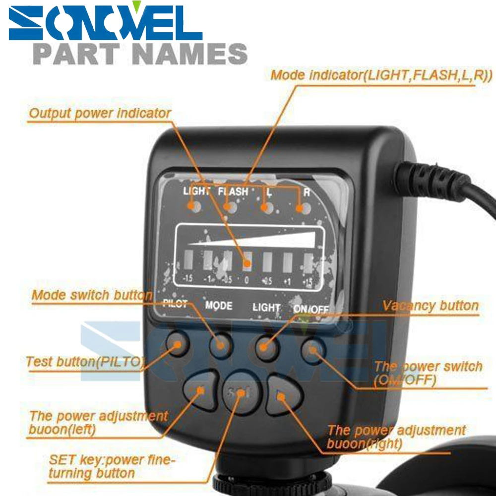 EOS 77D 60D 7D 6D 5Ds R 5D Mark IV 800D 760D 750D 700D 650D 600D 80D 70D کے لیے Meike Macro Ring Flash LED Light FC-100