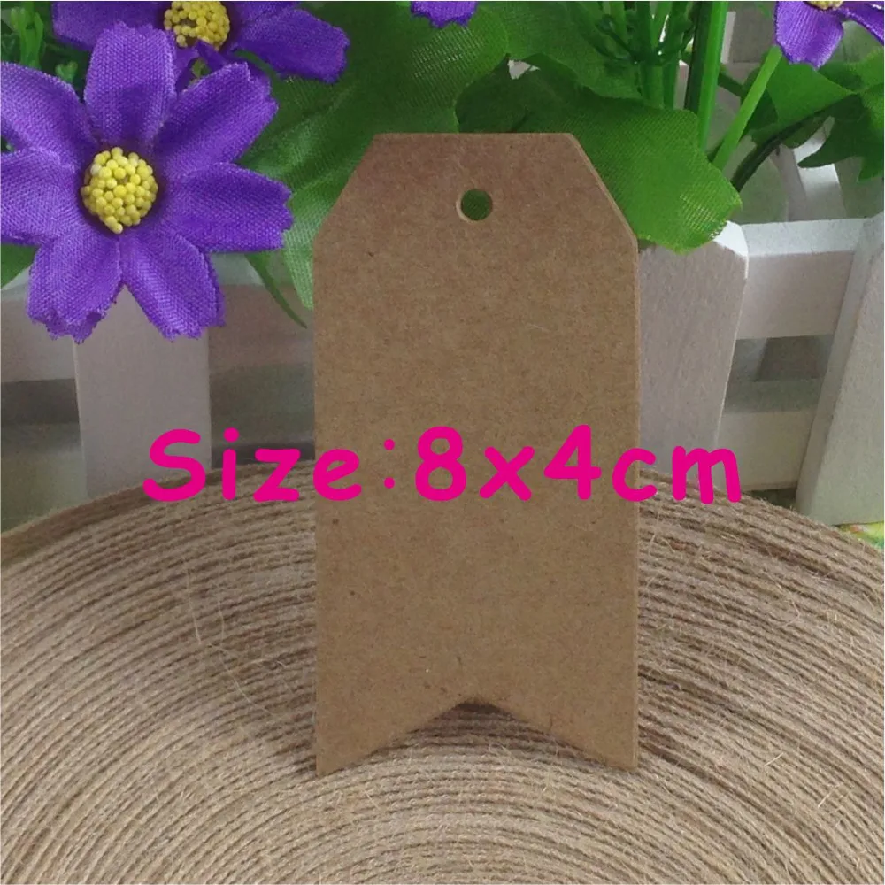 8x4cm Scallop Kraft Blank Hang tag,  Retro Gift tag, Table Number cards, 500pcs/lot High Quality Kraft Tag