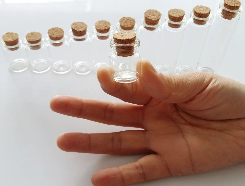 100 Pcs 4ml small glass vials with cork tops bottles Little empty jars 22*25mm