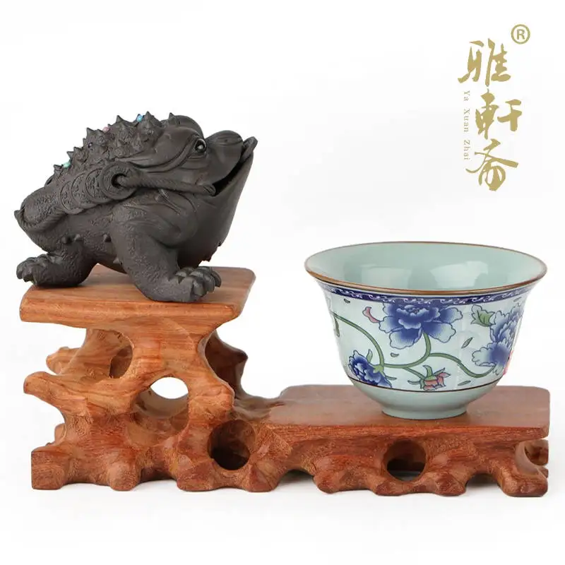 Z jade stone carving rosewood Zhai Gallery base decoration crafts teapot base rectangular base level