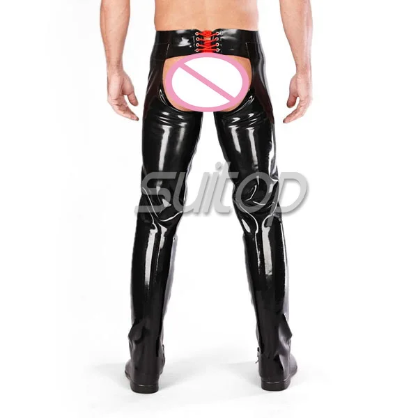 Suitop rubber latex chaps jeans for men