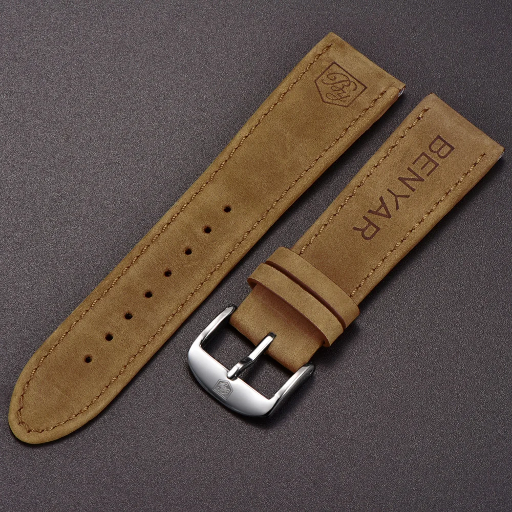 

Original BENYAR Watchbands Leather Strap For BY-5102M Watch Band Width 22mm for BY-5104M BY-5140M BY-5187