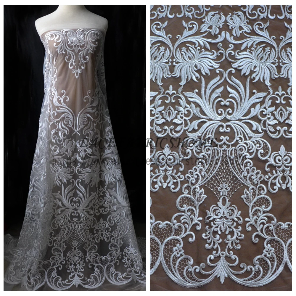 

La Belleza Beautiful Large pattern off whit/Beige lace fabric 51'' width