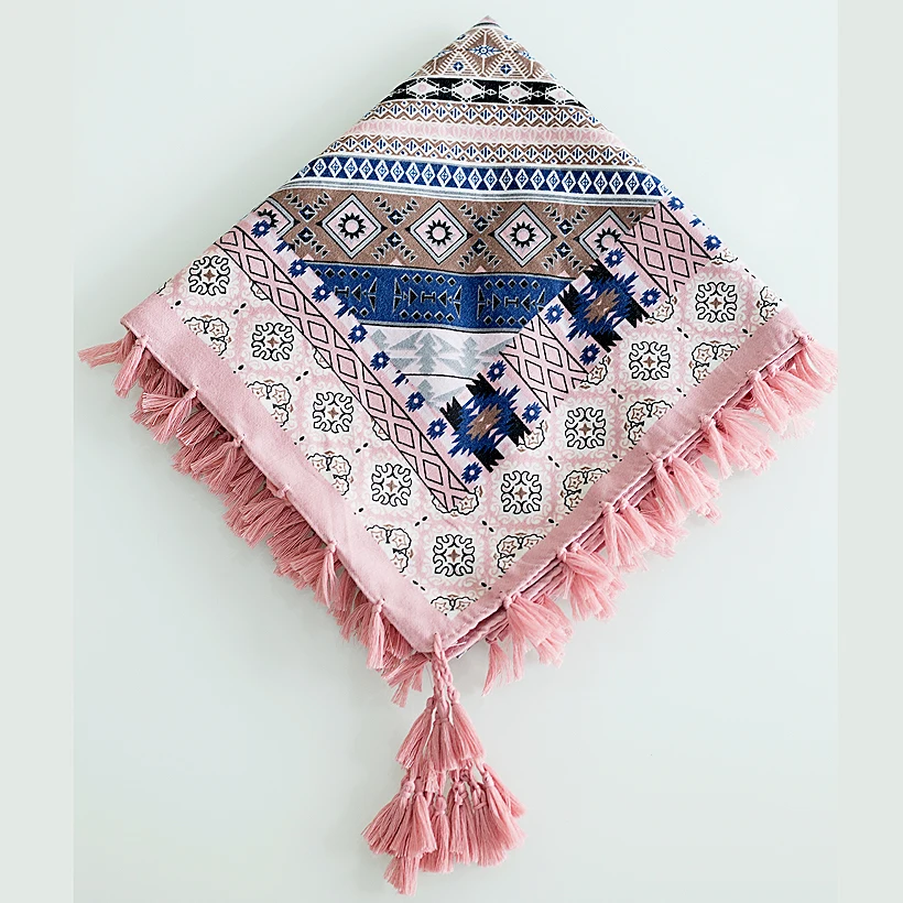 2019 Brand new Women bandana fashion scarf square scarves printed warm winter autumn scarf Female Geometric Tassel echarpe