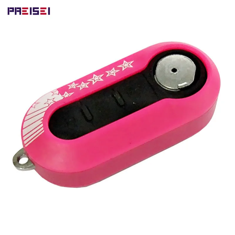 PREISEI Pink Car Flip Key For Fiat 500 Remote Key Blanks Fob Custom