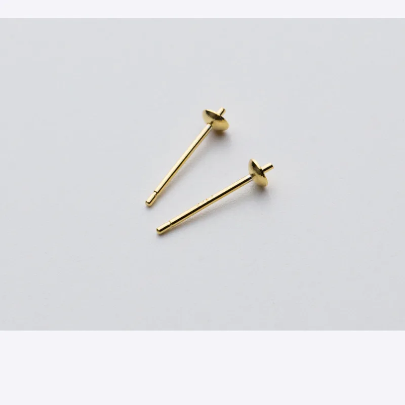 2pairs 100% 925 Sterling Silver Stud Earring Findings Dia 3mm 4mm 5mm 6mm Blank Pearl Cap Earring Pin Trays DIY Jewelry Make