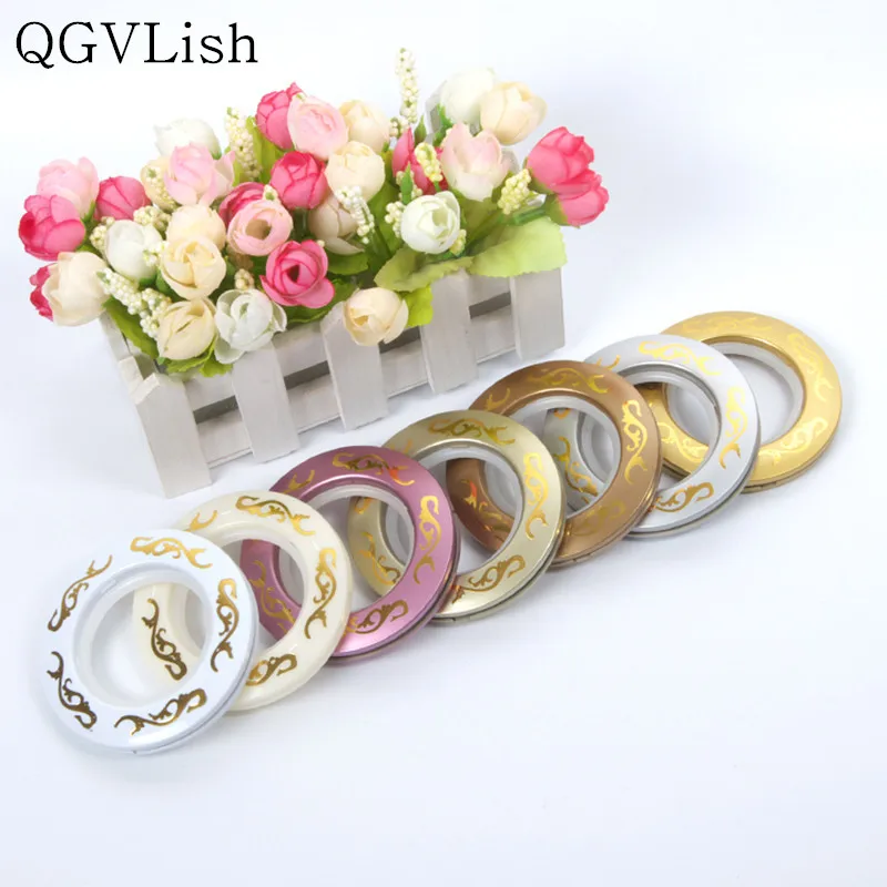 

QGVLish 50Pcs Hot Stamping Curtain Roman Rings Silencer Mute Punch Circle Curtain Accessory DIY Curtain Rods Eyelets Buckle