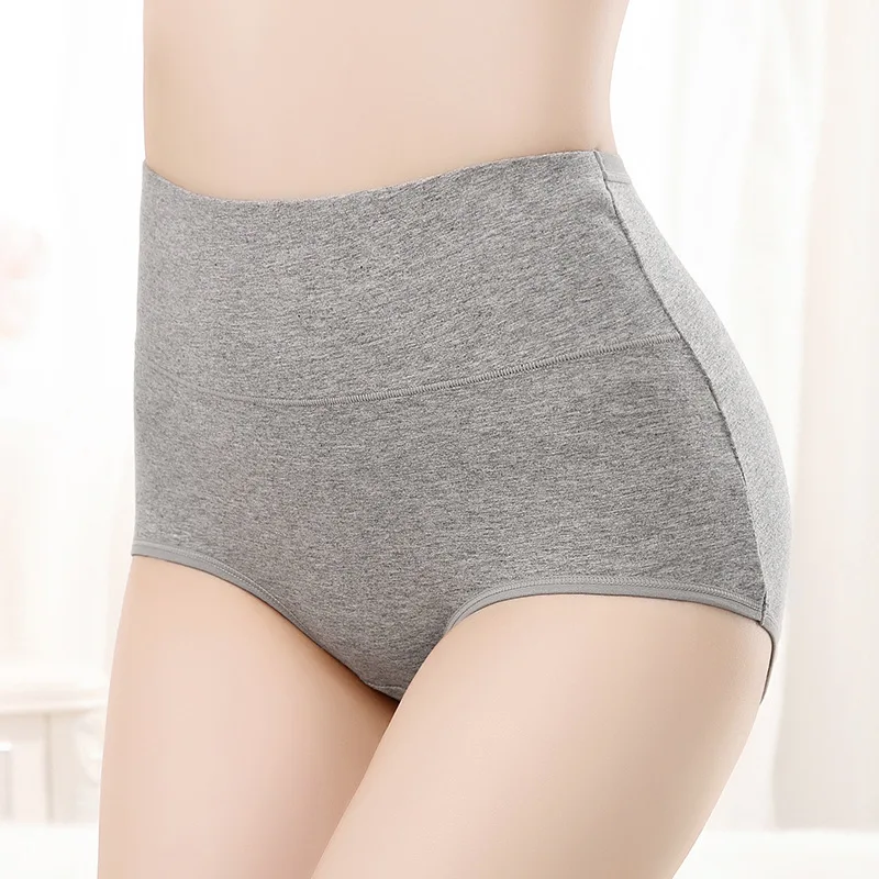 

VU115 Solid Pure Cotton Panties High Waist Body Shaping Underwear Women Large Size Breathable Lingerie Pretty Briefs