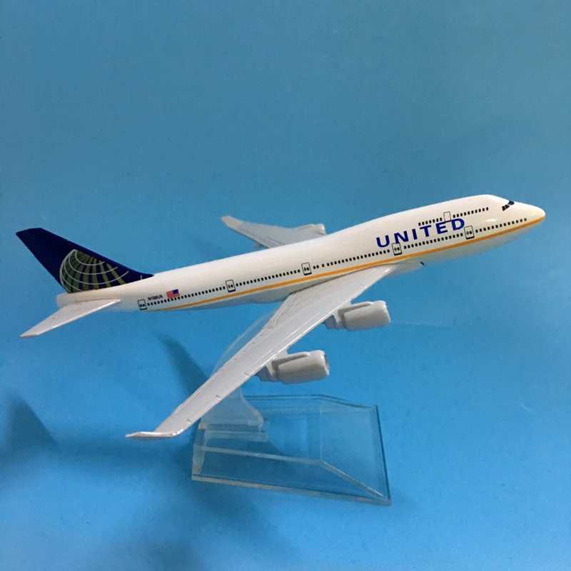 JASON TUTU 16cm United Boeing B747 Airplane Model Airplane Diecast Metal 1/400 Scale Planes