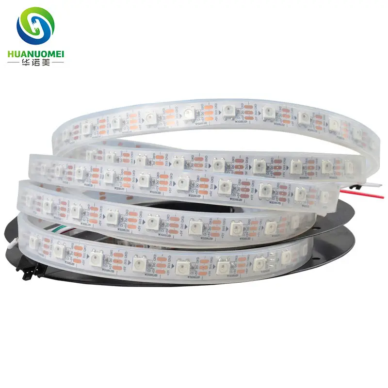 DC5V 60LEDs/m Digital WS2812 RGB LED Strip 5050 SMD WS2811 Chip Flexible Tape Light WS2812B 60Pixels/m White PCB Waterproof IP67