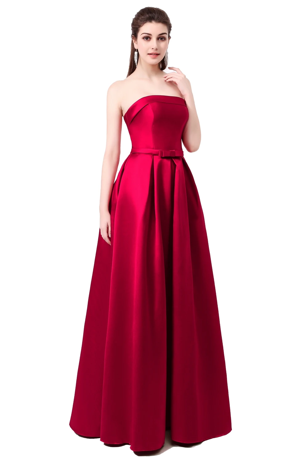 Vestido Customized Formatura Bridal Strapless Sleeveless Wine Red Danni Slim Long Prom Dress Custom Party Formal Evening Gown